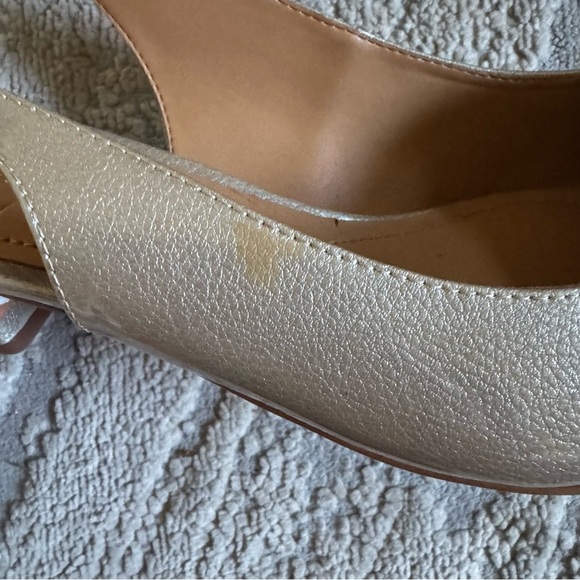 J. Renee SHAYANNE pumps block heels taupe pearl patent leather pointy toe 12 W - Picture 4 of 15